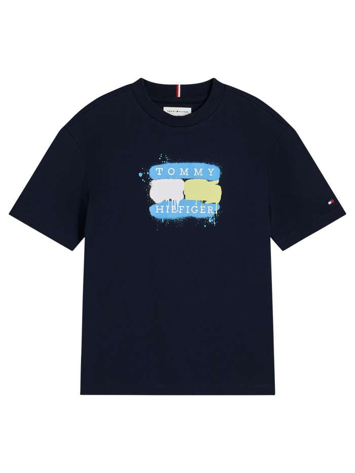 T-shirt en coton marine à...