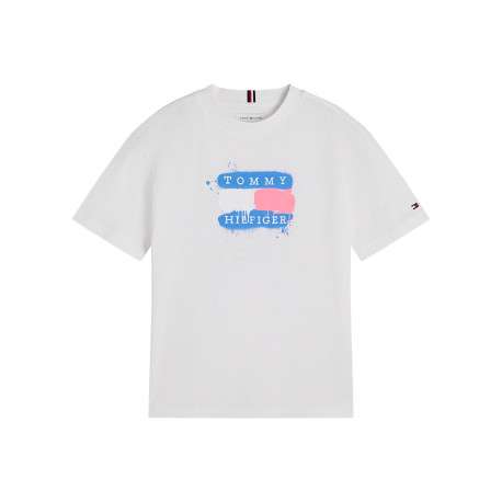 T-shirt en coton blanc à coupe droite orné d'un imprimé sur la poitrine