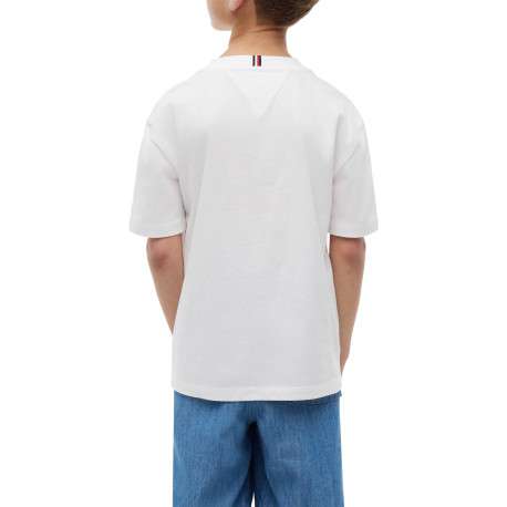 T-shirt en coton blanc à coupe droite orné d'un imprimé sur la poitrine - Image 3