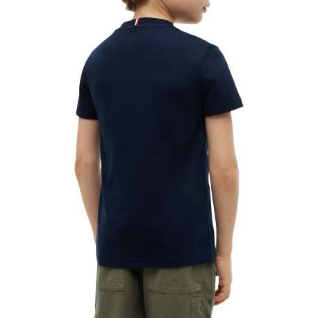 T-shirt en coton marine à coupe droite pourvu de manches courtes - Image 3