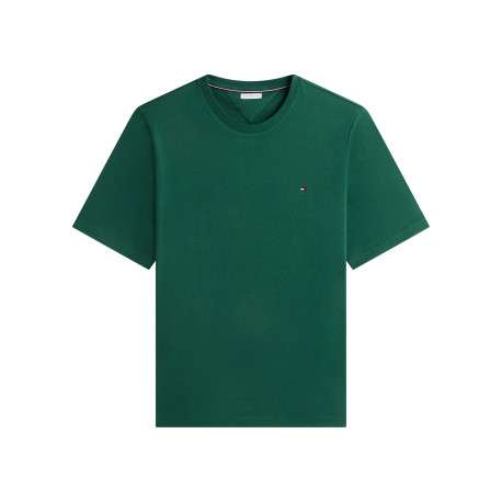 T-shirt en coton vert à coupe ajustée pourvu d'un col rond et de manches courtes