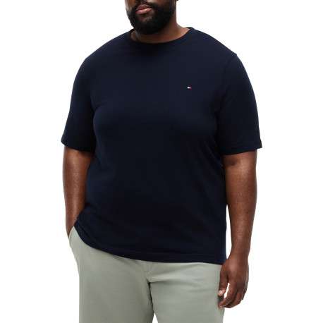 T-shirt en coton marine à coupe ajustée pourvu d'un col rond - Image 2