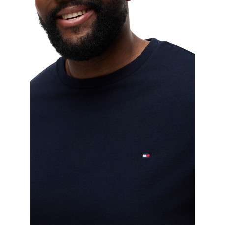 T-shirt en coton marine à coupe ajustée pourvu d'un col rond - Image 4