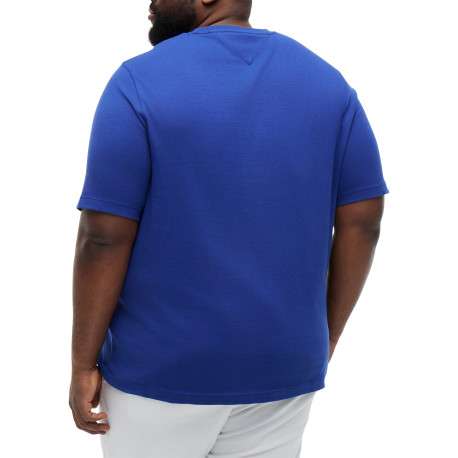 T-shirt en coton bleu à coupe ajustée pourvu d'un col rond et de manches courtes - Image 3