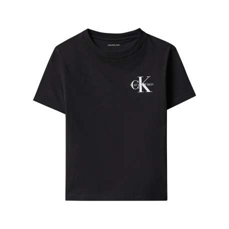 T-shirt en coton noir uni avec une coupe droite et un col rond