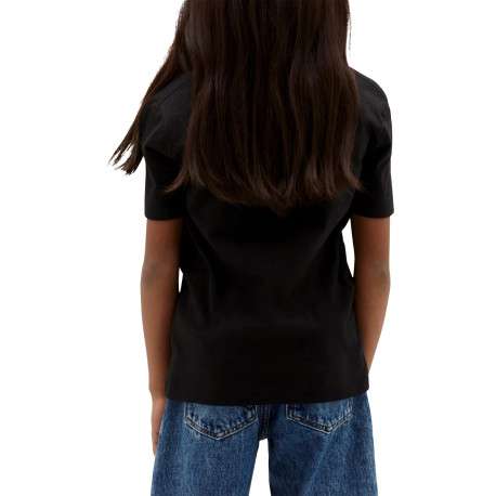 T-shirt en coton noir uni avec une coupe droite et un col rond - Image 3