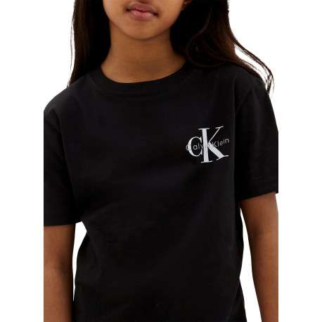 T-shirt en coton noir uni avec une coupe droite et un col rond - Image 4