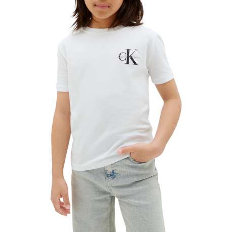 T-shirt en coton blanc uni avec une coupe droite et un col rond - Image 4