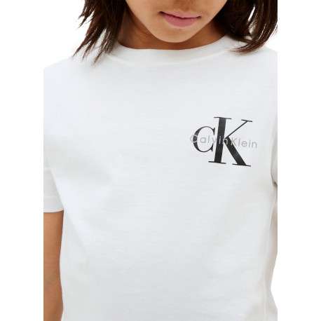 T-shirt en coton blanc uni avec une coupe droite et un col rond - Image 5