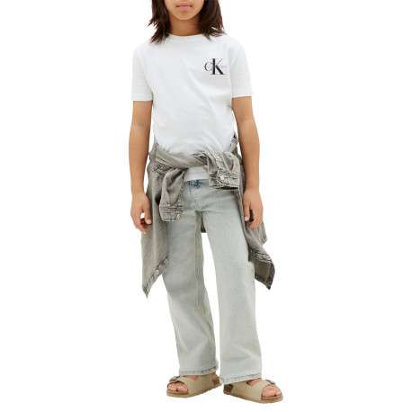 T-shirt en coton blanc uni avec une coupe droite et un col rond - Image 6