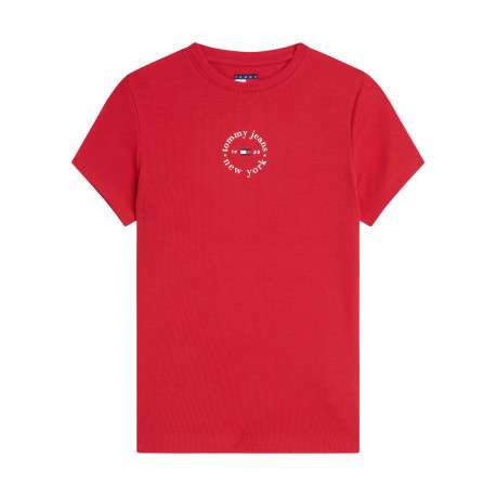 T-shirt en coton rouge pourvu d'une coupe ajustée et d'un col rond