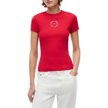 T-shirt en coton rouge pourvu d'une coupe ajustée et d'un col rond - Image 2