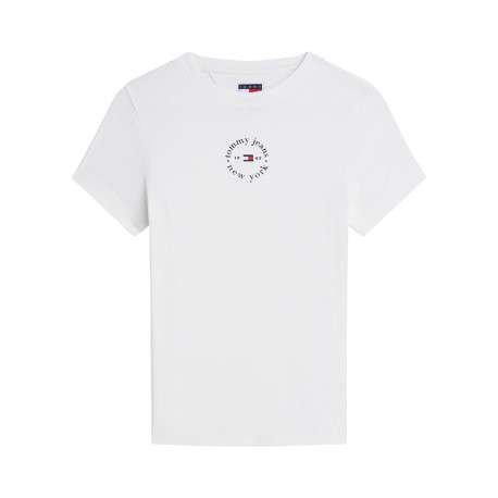 T-shirt en coton blanc pourvu d'une coupe ajustée et d'un col rond
