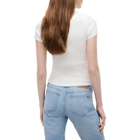T-shirt en coton blanc pourvu d'une coupe ajustée et d'un col rond - Image 3