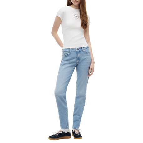 T-shirt en coton blanc pourvu d'une coupe ajustée et d'un col rond - Image 5