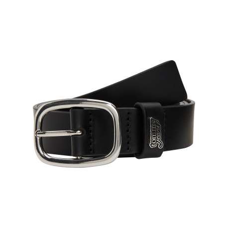 Ceinture en cuir de buffle noire pourvue d'une boucle ardillon ovale
