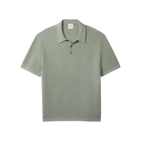 Polo en coton kaki uni avec une coupe droite et un col à revers