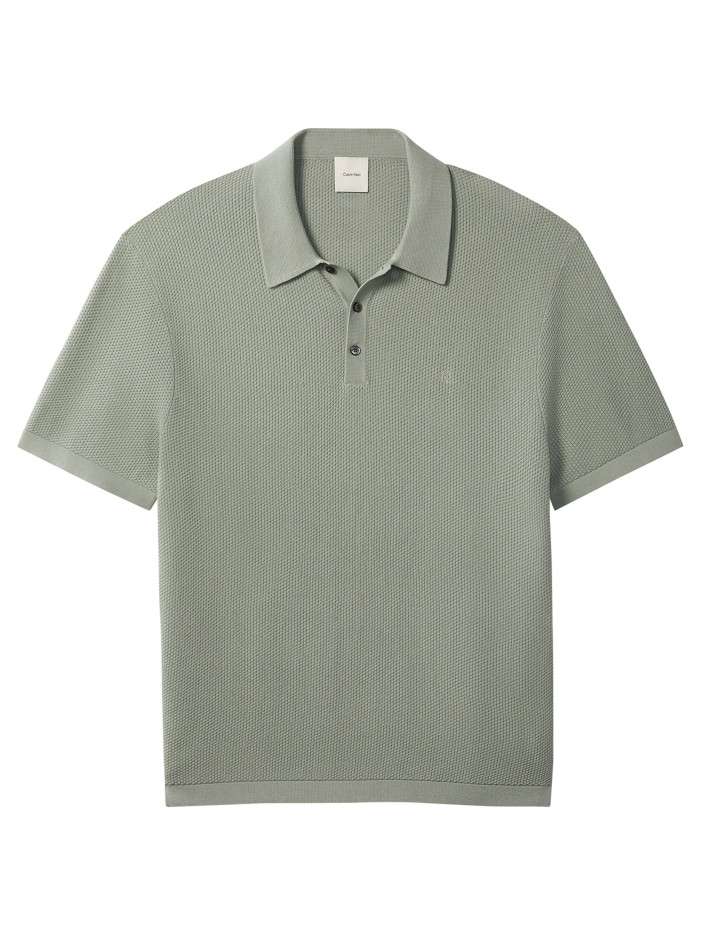 Polo en coton kaki uni avec...