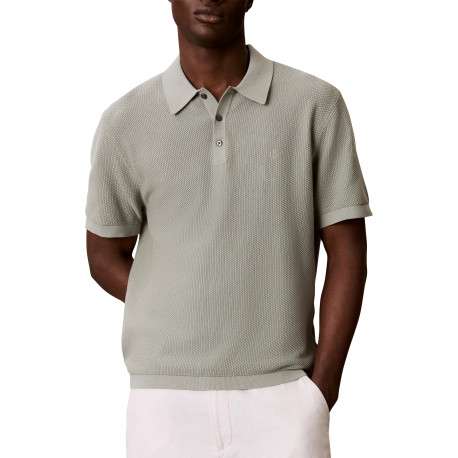 Polo en coton kaki uni avec une coupe droite et un col à revers - Image 2