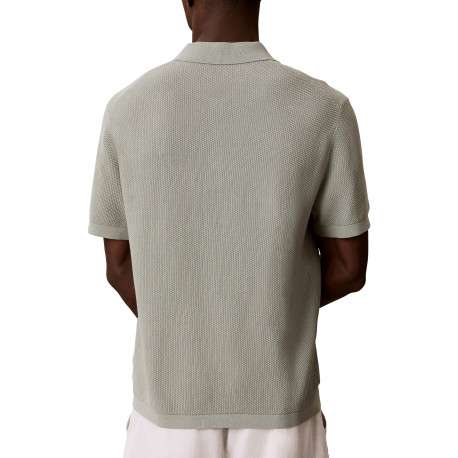 Polo en coton kaki uni avec une coupe droite et un col à revers - Image 3