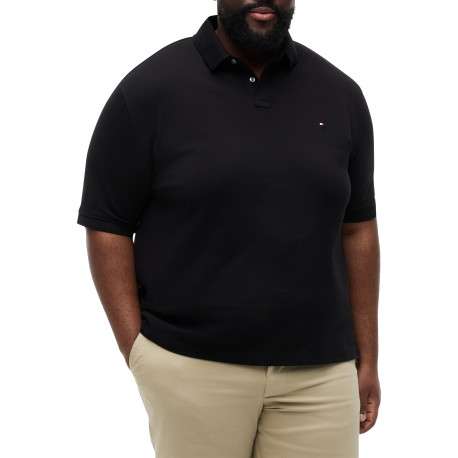 Polo en coton biologique noir à coupe droite pourvu d'un col boutonné - Image 2