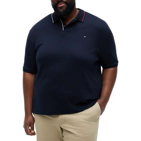 Polo en coton marine à coupe droite pourvu d'un col boutonné - Image 2