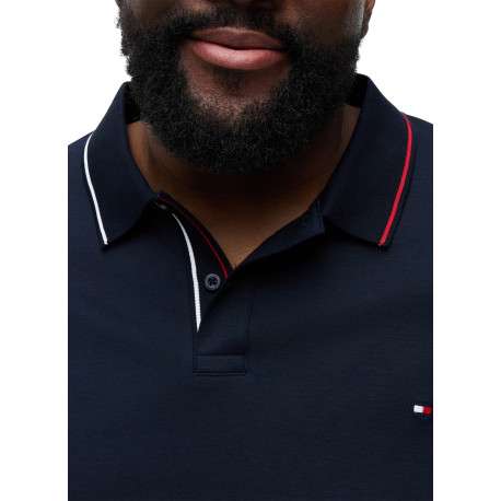 Polo en coton marine à coupe droite pourvu d'un col boutonné - Image 4