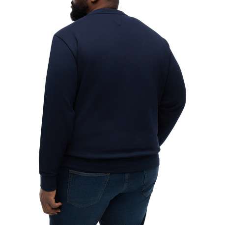 Sweat en coton marine à coupe ajustée pourvu d'un col rond et de manches longues - Image 3