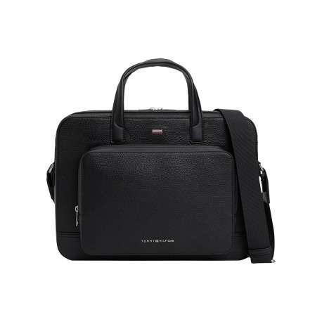 Sac porte-documents noir pourvu d'une bandoulière réglable et amovible