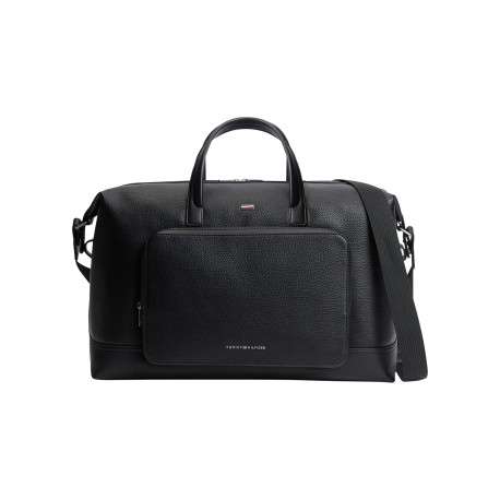 Sac weekender noir pourvu d'une bandoulière amovible et réglable