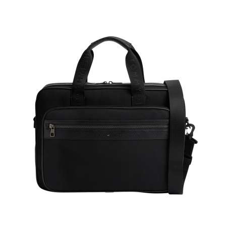 Sac porte-documents noir pourvu d'une bandoulière réglable et amovible