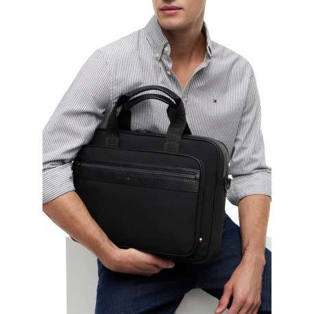 Sac porte-documents noir pourvu d'une bandoulière réglable et amovible - Image 5