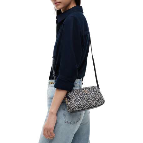 Sac à bandoulière marine orné d'un motif monogramme contrasté - Image 5
