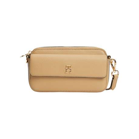 Sac à bandoulière amovible beige pourvu d'une fermeture zippée