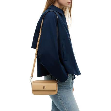 Sac à bandoulière amovible beige pourvu d'une fermeture zippée - Image 5