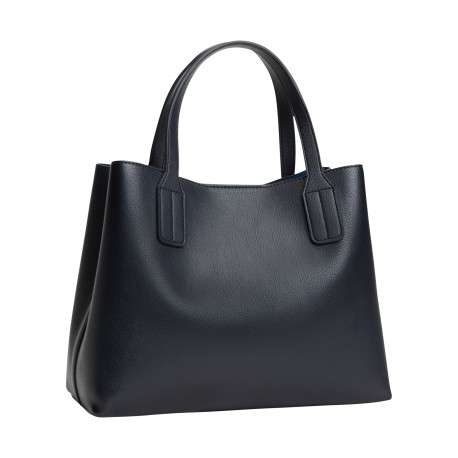 Sac à main marine pourvu de plusieurs compartiments et de détails dorés - Image 2