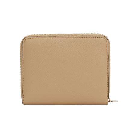 Portefeuille beige à rabat pourvu d'une fermeture zippée dorée - Image 2