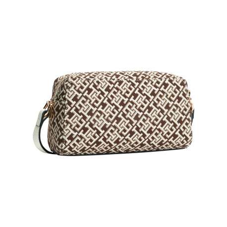 Sac à bandoulière bordeaux orné d'un motif monogramme contrasté - Image 2
