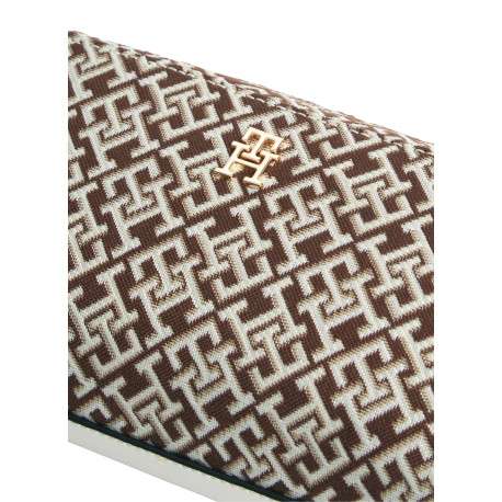 Sac à bandoulière bordeaux orné d'un motif monogramme contrasté - Image 4