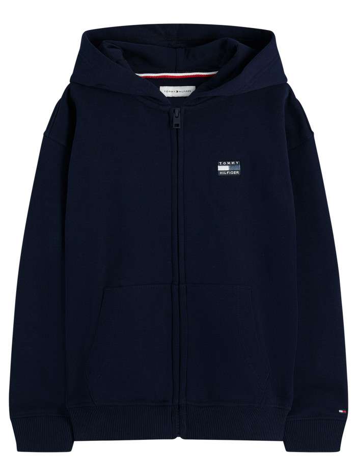 Sweat zippé en coton marine...