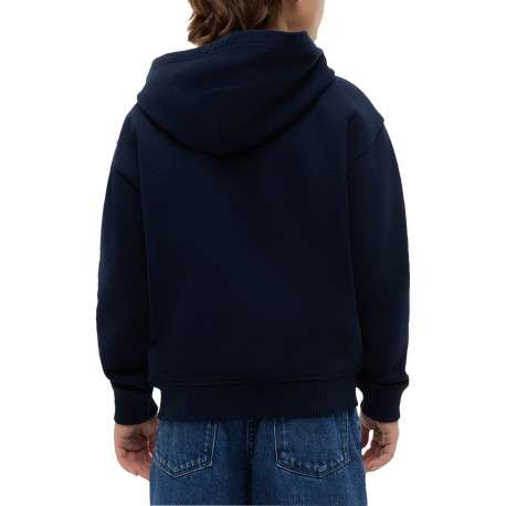 Sweat zippé en coton marine à coupe droite pourvu d'un col à capuche - Image 3