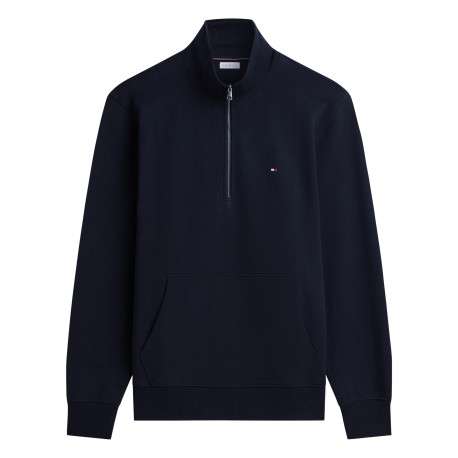 Sweat en coton marine à coupe droite pourvu d'un col camionneur