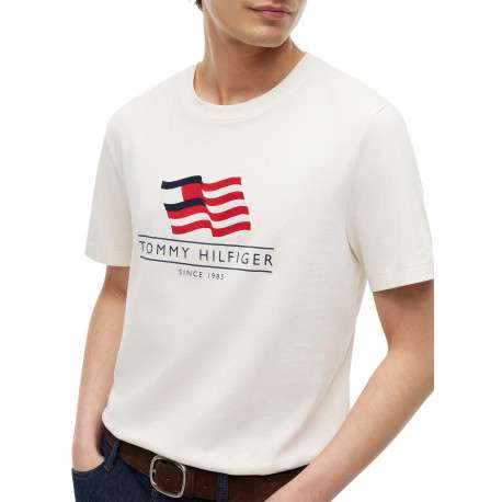 T-shirt en coton écru à coupe droite pourvu d'un col rond et de manches courtes - Image 4