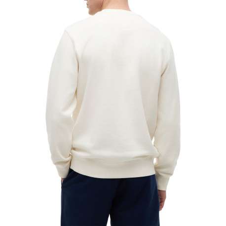 Sweat en coton écru à coupe droite pourvu d'un col rond côtelé - Image 3