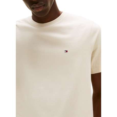 T-shirt en coton beige à coupe droite pourvu d'un col rond et de manches courtes - Image 4