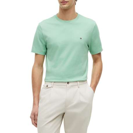 T-shirt en coton vert à coupe droite pourvu d'un col rond et de manches courtes - Image 2