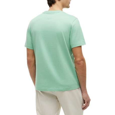 T-shirt en coton vert à coupe droite pourvu d'un col rond et de manches courtes - Image 3