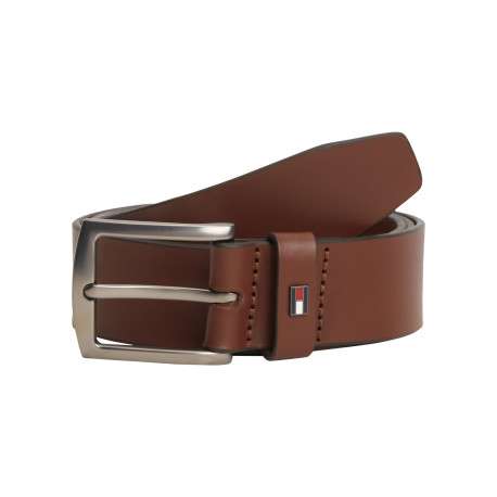 Ceinture en cuir de vache marron pourvue d'une boucle rectangulaire