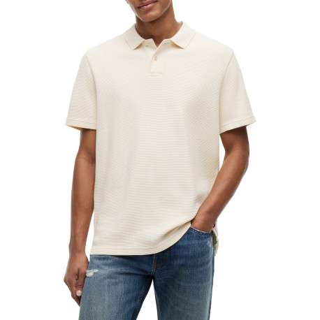 Polo en coton écru à coupe droite pourvu d'un col à revers boutonné - Image 2