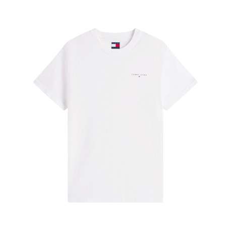 T-shirt en coton blanc à coupe droite pourvu d'un col rond côtelé
